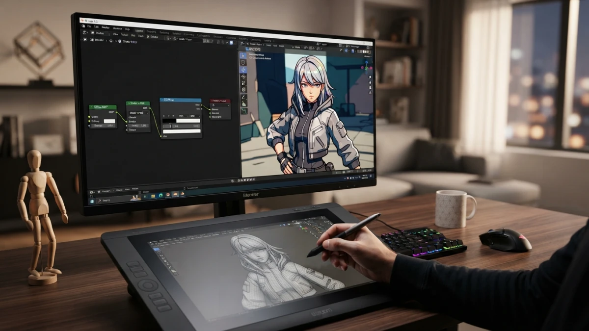 Cel Shading in Blender 5.2 Step by Step: Anime Look with EEVEE, Shader to RGB, and Freestyle