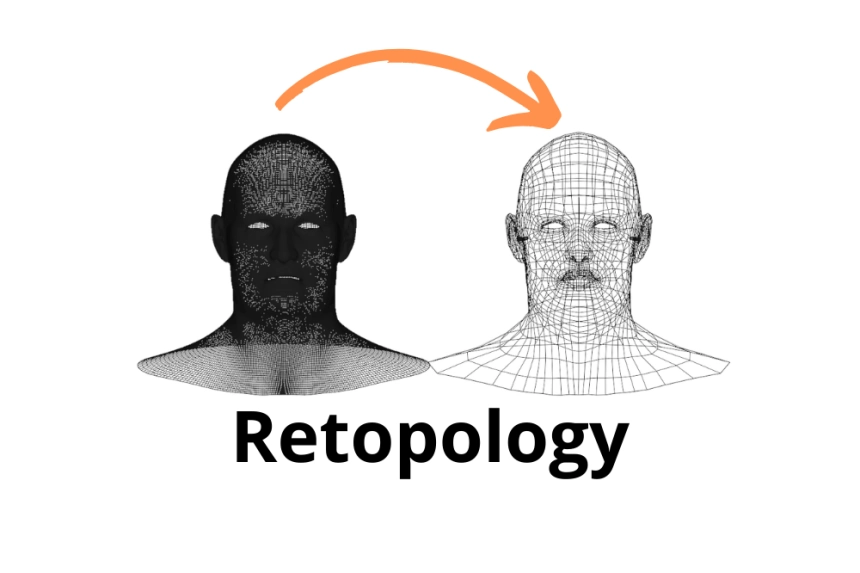 ¿Qué es el proceso de retopología en modelado 3D?