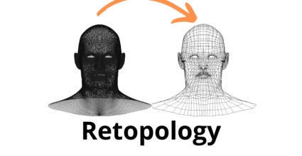 ¿Qué es el proceso de retopología en modelado 3D?