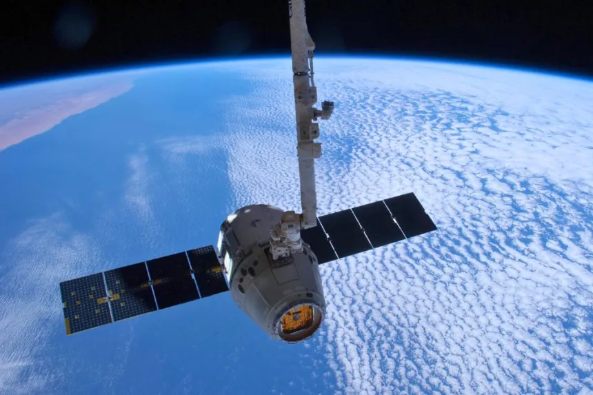 Wooden satellite in orbit: ecological innovation in space.